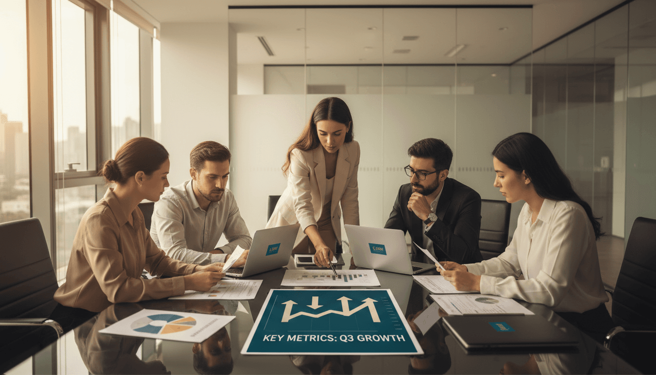 Team reviewing operational optimization metrics