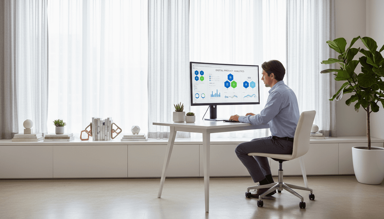 Business intelligence dashboard on monitor with live analytics